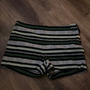 Banana Republic Black and Green Striped High Waist Shorts